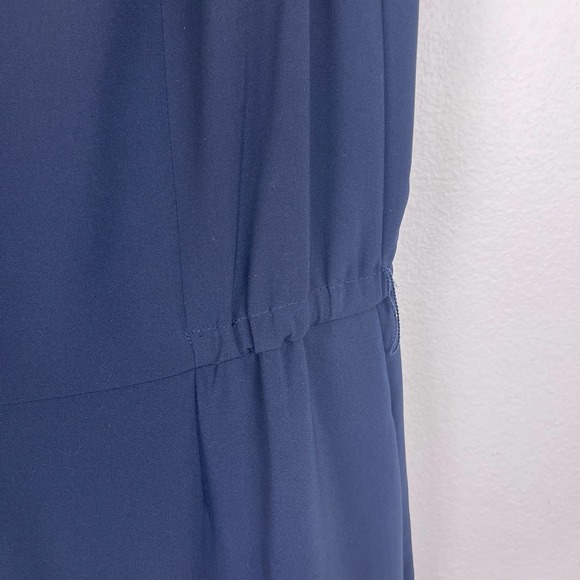 Talbots Stretch Crepe Jumpsuit Navy Blue Cap Sleeve Wide Leg Women's Size 10 - Picture 4 of 11